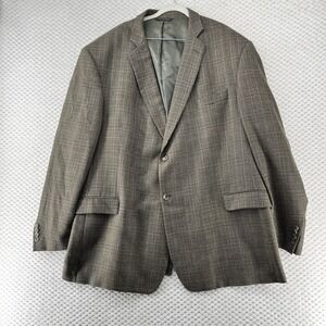 Botany 500 Lambswool‎ Blazer Plaid Two Button Brown Jacket 52 Long